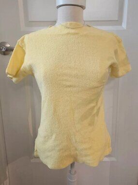 Vintage 60s Butter Yellow Terry Cloth Top Fitted Tee Mod